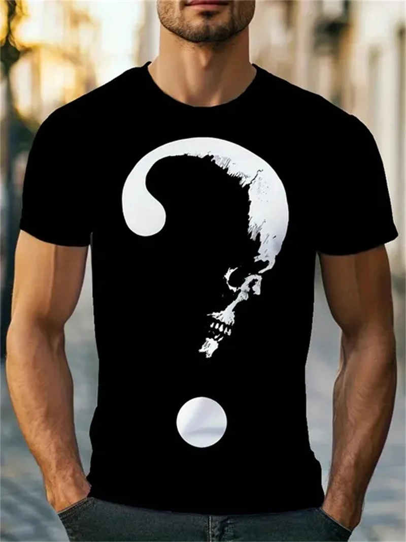 3D Printing Question - Zwart T-shirt voor heren met schedel-vraagtekenprint,