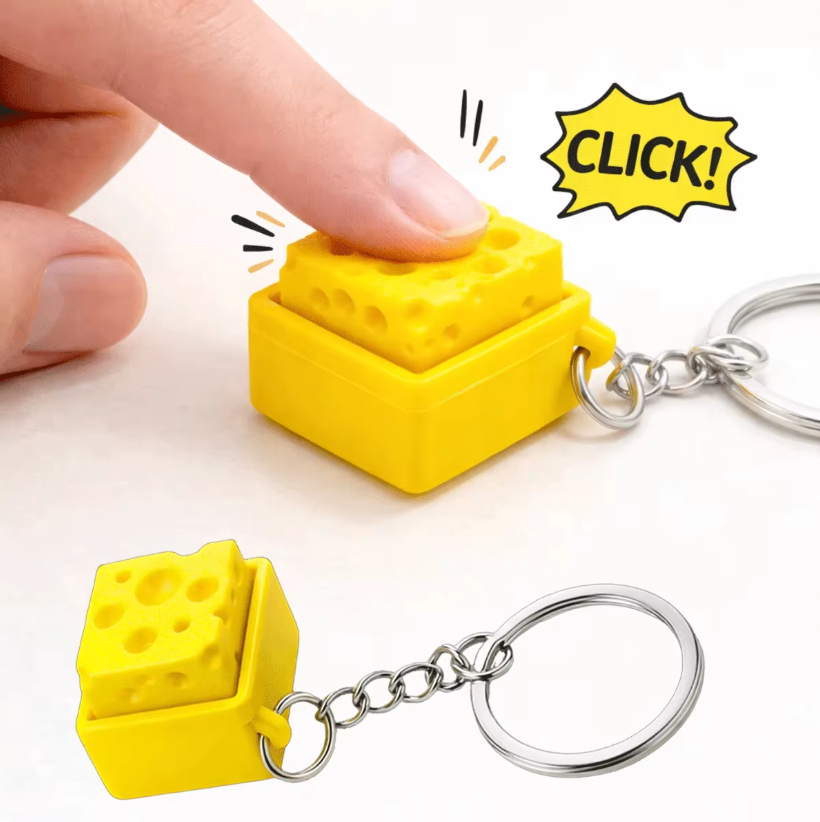 3D Printing Idea - 3D-geprint mini-kaas-toetsenbord klikker sleutelhanger fidgetknop stressverlichter