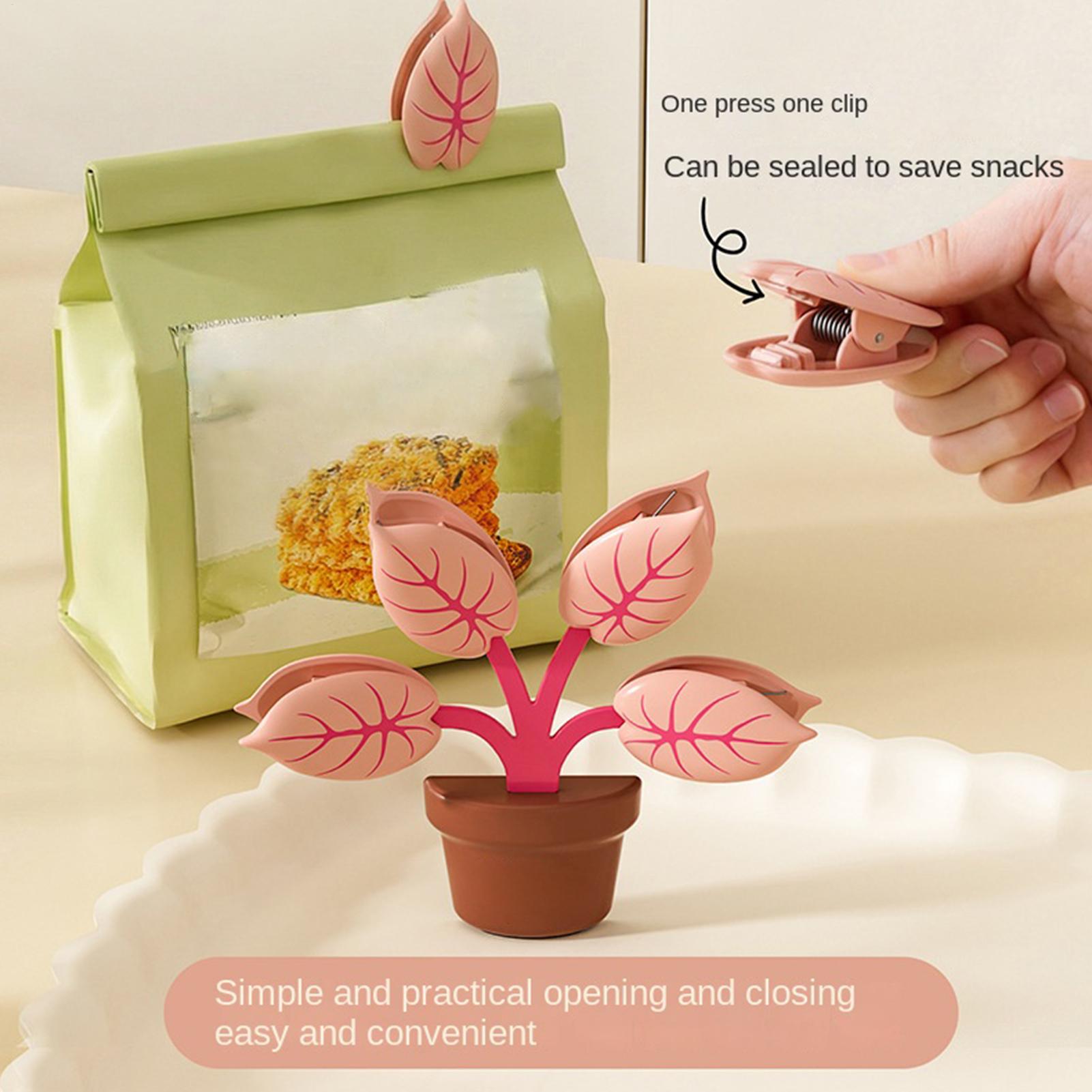 3D Printing Vase - Groen Roze Bladeren Vormige Voedselafsluitclips Creatieve