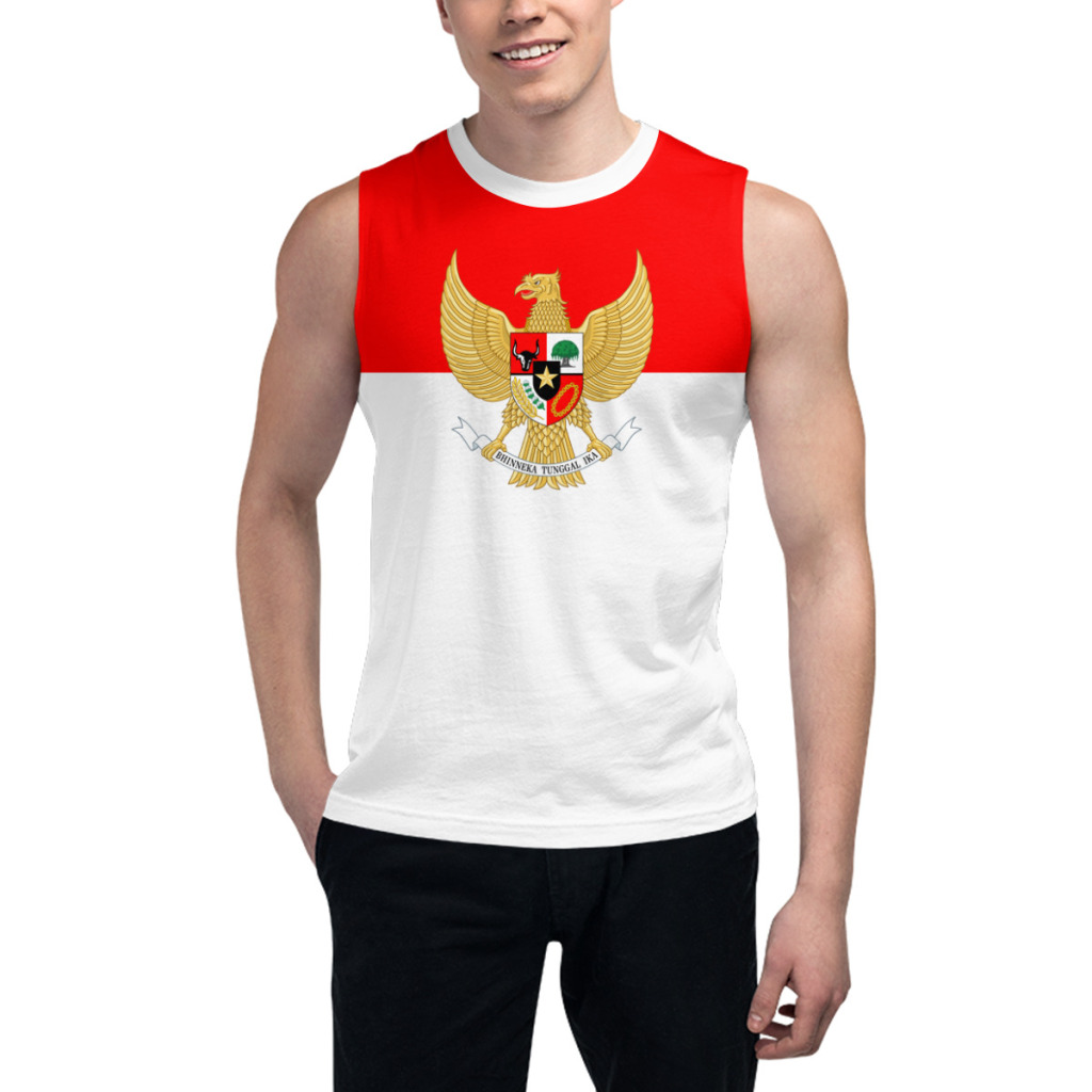 3D Printing Indonesia - Mouwloos T-shirt Indonesische vlag 3D Heren