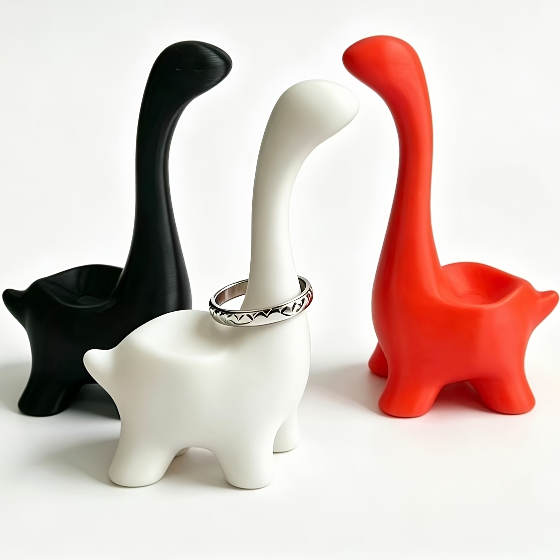 3D Printing Jewelry - 2 stuks eenvoudige dinosaurusringhouder met lange