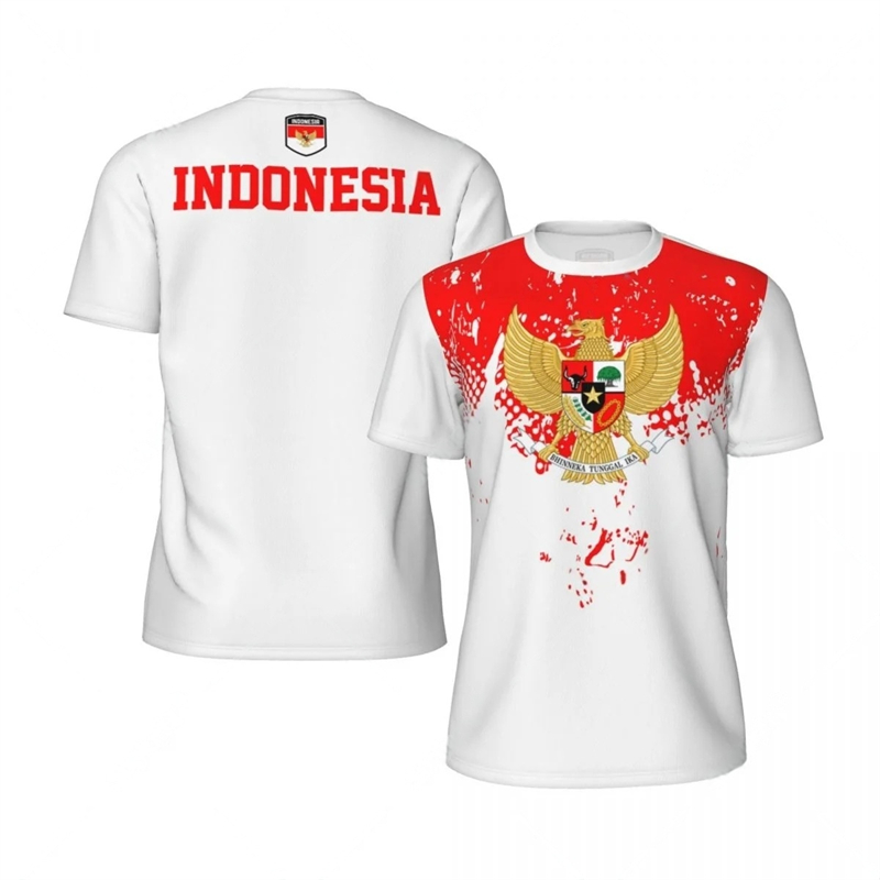 3D Printing Indonesia - Mode Indonesië Vlag Voetbal T-shirts Voor
