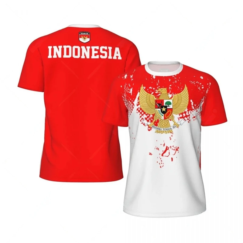 3D Printing Indonesia - Mode Indonesië Vlag Voetbal T-shirts Voor