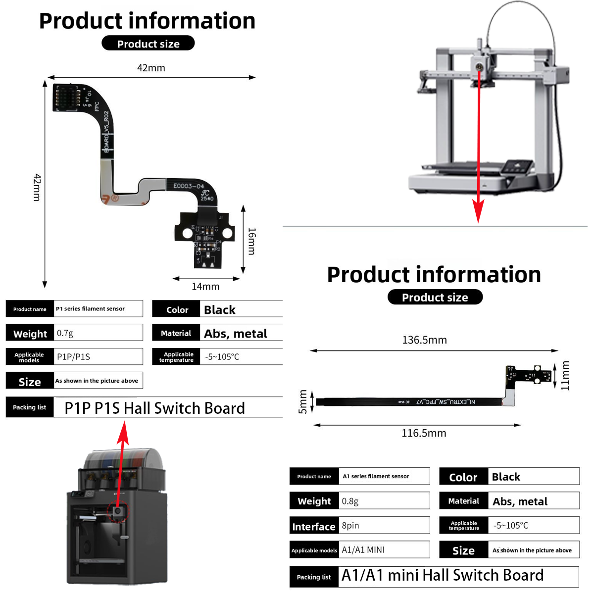 Voor A1/A1mini/P1P/P1S Hall Sw - 3D Printing Cnc recensie en prijs